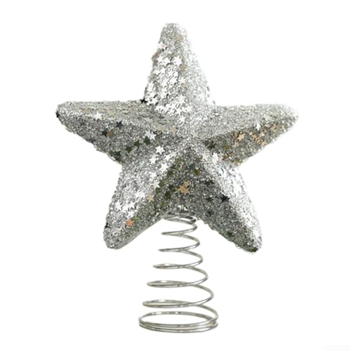 Mehrzweck-Paillettenstern für Weihnachtsbaumspitze, einfach zu befestigen, für eine fröhliche Urlaubsatmosphäre (Silber-S) von BlesConi