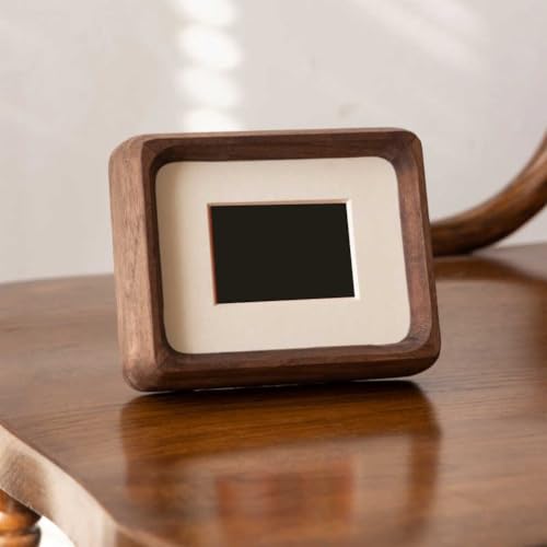 Mini-Bilderrahmen aus natürlichem Walnussholz, mit nahtlosem Holz-Finish und abgerundeten Ecken, Zugang auf der Rückseite für müheloses Einsetzen von Fotos im Format 1 x 2 (10,2 cm) von BlesConi