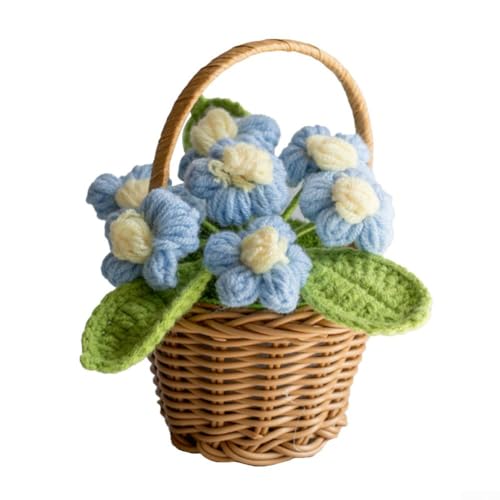 Miniatur-Blumenkorb aus Baumwollgarn und Metalldraht, entworfen für dauerhafte dekorative Zwecke (blau) von BlesConi