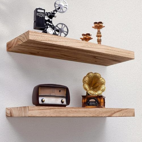 Modernes Schweberegal aus Holz, perfekte Ergänzung, um Ihr Zuhause ästhetisch zu verschönern und Ihren Raum zu organisieren (40 x 15 cm Holzfarbe) von BlesConi