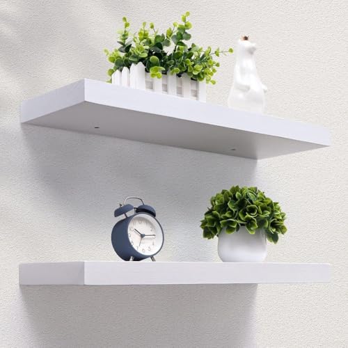 Modernes Schweberegal aus Holz, perfekte Ergänzung, um Ihr Zuhause ästhetisch zu verschönern und Ihren Raum zu organisieren (40 x 15 cm weiß) von BlesConi