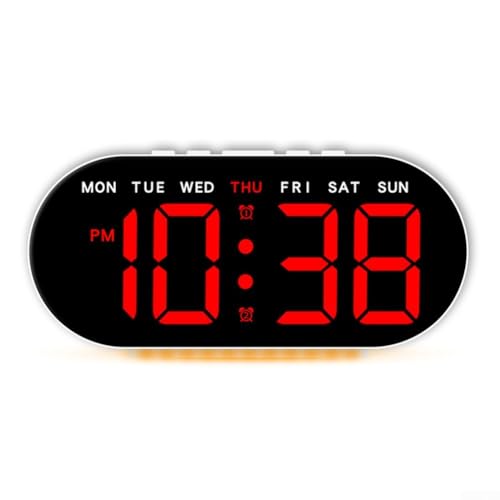 Multifunktionale Digitaluhr mit großem LED-Display zur Anzeige der Temperatur, einstellbarer Umgebungsbeleuchtung, Wochentagsanzeige und Alarm mit Datum für Zuhause oder Büro (rotes Licht) von BlesConi