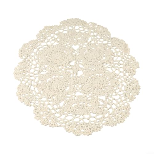 Raffiniertes ovales Tischset mit handgehäkelter Blumenspitze, elegante Baumwolldeckchen (Beige) von BlesConi