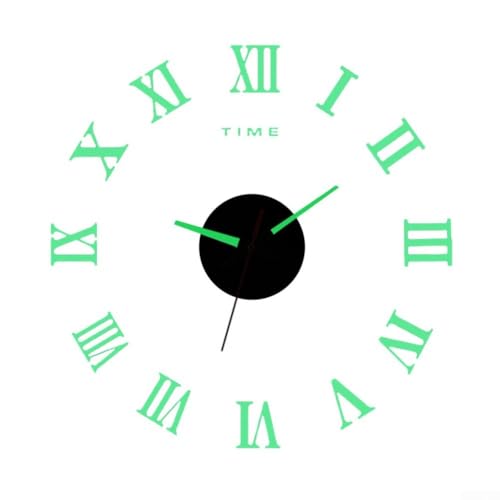 Rahmenlose moderne große Wanduhr mit 3D-Acryl-Spiegelaufklebern und Quarzwerk, verstellbare Größe für Wohnzimmer- und Bürowände (römische Ziffern) von BlesConi
