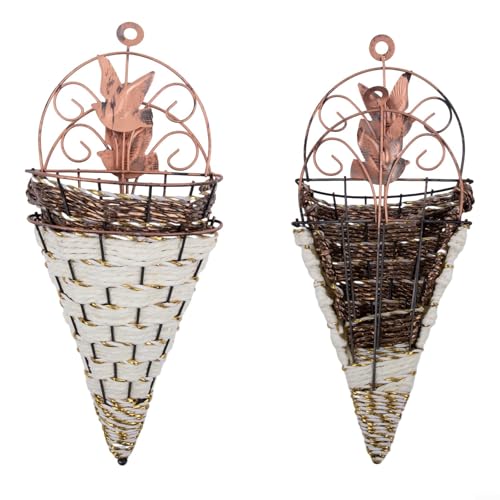 Rattan-Blumentopf, 2 Stück, für die Wanddekoration in Innenhöfen und Gärten von BlesConi