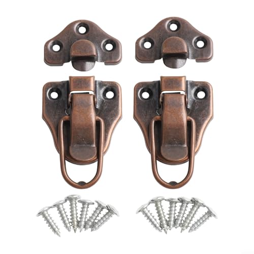 Rustikaler Entenschnabel-Schalterriegel aus Eisen mit Schrauben, entworfen für Vintage-Holzkisten, Schmuckkästen, Werkzeugkästen und dekorative Projekte (rote Bronze) von BlesConi