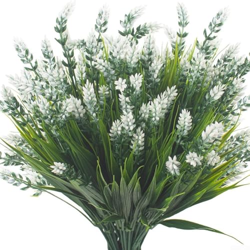 Schaffen Sie eine warme Atmosphäre mit lebensechten künstlichen Pflanzen, Set mit 8 dekorativen Bündeln jetzt erhältlich (weiß) von BlesConi