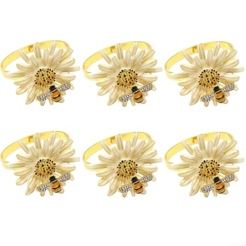 Serviettenringe mit Blumenmotiv, 6 Stück, für Hochzeiten und Partys, perfekte Tischdekoration für besondere Anlässe (weiß) von BlesConi