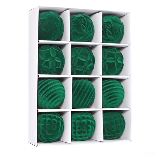 Set mit 12 Weihnachtskugeln mit Aufhängeschlaufe für Weihnachtsbaum und Hochzeitsfeier Dekorationen (grün) von BlesConi
