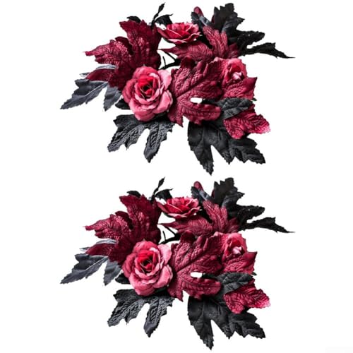 Set mit 2 Blumenkranz-Kerzenhaltern, Rot und Schwarz, anpassbare Platzierung Set mit 2 Blumenkranz-Kerzenhaltern, Rot und Schwarz, anpassbare Platzierung von BlesConi
