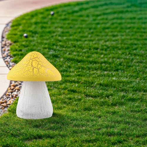 Solarbetriebene dekorative Pilz-Gartenleuchten für Außenbereiche, einzigartiges Harz- und Kunststoff-Design für Hof und Terrasse (gelb) von BlesConi