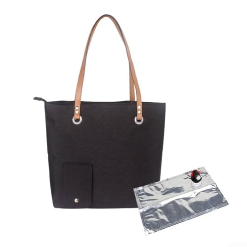 Tragbare isolierte Kühltasche für Outdoor-Aktivitäten wie Strand und Camping mit austauschbarem Innenfutter für Getränke (Schwarz-1) von BlesConi