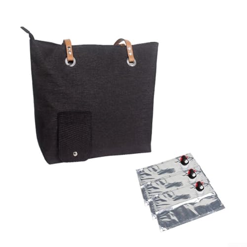 Tragbare isolierte Kühltasche für Outdoor-Aktivitäten wie Strand und Camping mit austauschbarem Innenfutter für Getränke (Schwarz-4) von BlesConi