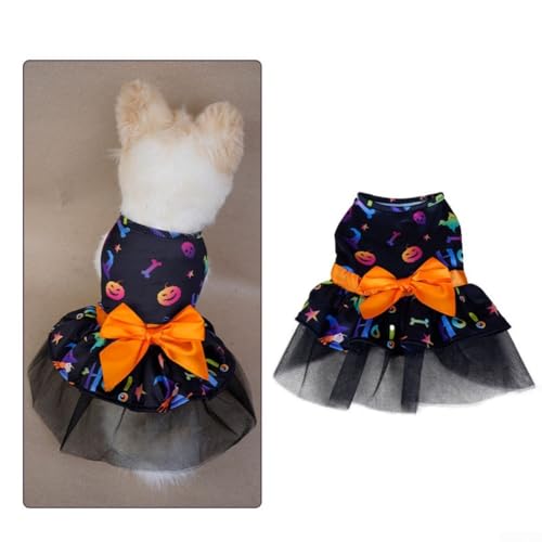 Tüll Partykleid für Hunde an Halloween Entzückendes Bowknot Design und einzigartige Drucke (A) von BlesConi