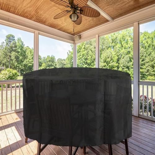 Wasserdichte runde Tischdecke für Gartenmöbel, sicherer Kordelzug für windige Bedingungen (128 x 71 cm) von BlesConi