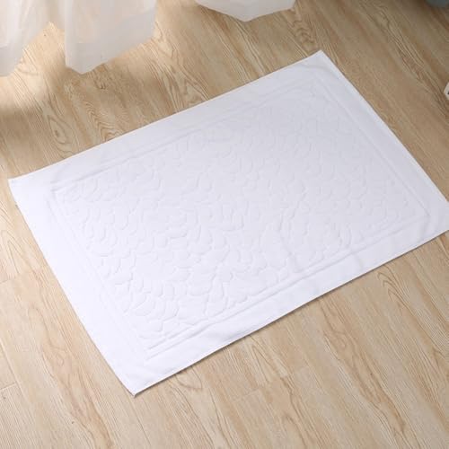 Weiche Baumwoll-Badematten für die Dusche mit saugfähiger, handtuchähnlicher Textur und maschinenwaschbarem Material, mit doppelt genähten Kanten (weiß) von BlesConi