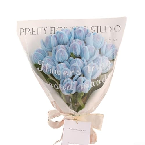 Weiches und biegbares Tulpenstrauß-Bastelset für lebendige Blumen-Designs, perfekt für Hochzeiten oder Familienfeiern (blau) von BlesConi