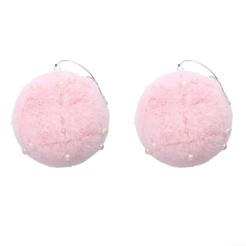 Weihnachtskugel, Plüsch-Dekorationen mit Perlenverzierungen für Baum, Kranz, Kamin und Zaun, zum Aufhängen, geeignet für Urlaubsdekoration (Rosa, 10 cm) von BlesConi