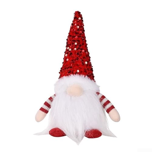 Weihnachtsschmuck-Puppe mit Beleuchtungsfunktion für Tischplatten und Kaminsims verschönert das Wohnzimmer Urlaubsatmosphäre und festliche Dekoration (rot) von BlesConi