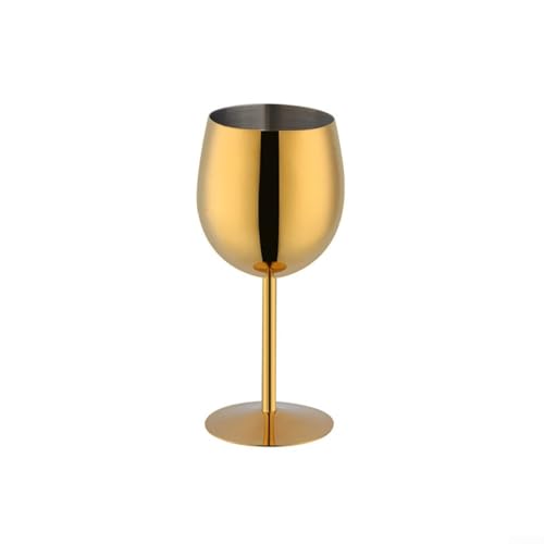 Weinglas aus Edelstahl, 350 ml, ideal für Feiern im Innen- und Außenbereich (Gold) von BlesConi