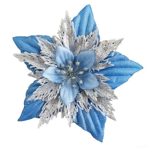 Wunderschön gearbeitete Weihnachtsbaum-Blumen Zubehör für festliche Feiern (blau) von BlesConi