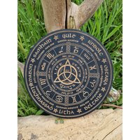 Rad Des Jahres Flachrelief Aus Birkensperrholz Pagan Altar Wanddeko Sabbat Kalender Wicca Ritual Wheel Of The Year Holzschild von BlesersHolzwelten