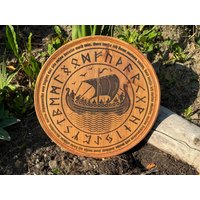 Wikinger Wandbild Holz Rund Runenkreis Gebet Viking Deko Serviertablett Nordisch Handmade Geschenk Pagan von BlesersHolzwelten