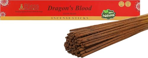 Bless-Dragons-Blood-Incense-Sticks Handmade-Hand-Dipped Organic-Chemicals-Free for-Purification-Relaxation-Positivity-Yoga-Meditation The-Best-Woods-Scent (25 Sticks (40GM)) von Bless International