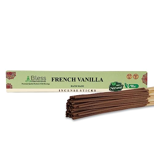 Bless-French-Vanilla-Incense-Sticks Handmade-Hand-Dipped-Incense-Sticks Organic-Chemicals-Free for-Purification-Relaxation-Positivity-Yoga-Meditation Best-Woods-Scent (25 Sticks (40GM)) von Bless International