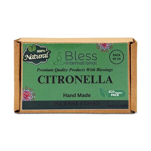 Bless International Citronella Incense-Cones Handmade-Hand-Dipped Organic-Chemicals-Free for-Purification-Relaxation-Positivity-Yoga-Meditation The-Best-scents (20 Count) von Bless International