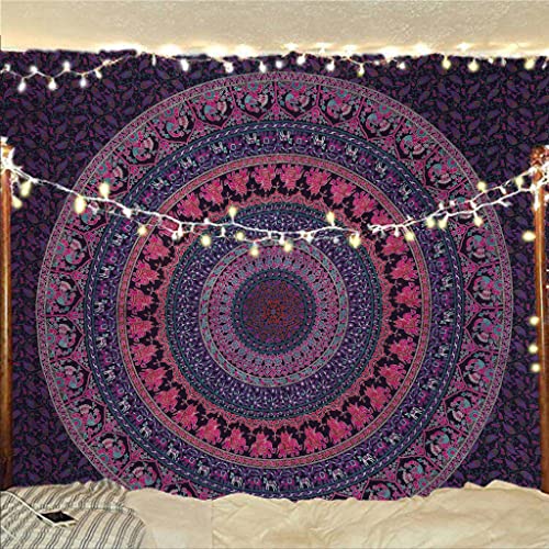 Bless International Indischer Hippie- Bohemian-psychedelischer Baumwoll-Mandala-Wandbehang, mehrfarbig, großes Mandala-Hippie-Wandteppich (Violett-Rosa, Poster (76 x 101 cm) von Bless International