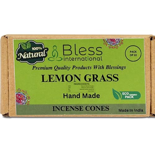 Bless International Lemon Gras Incense-Cones Handmade-Hand-Dipped Organic-Chemicals-Free for-Purification-Relaxation-Positivity-Yoga-Meditation The-Best-scents (10 Count) von Bless International