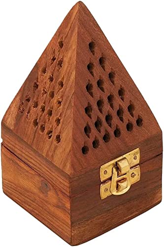 Bless-International Traditional-Handmade-Burner Wooden-Incense-Stick-Holder Ash-Catcher-Stand for-Aromatherapy-Meditation-Yoga (5 Inch Temple Wooden Charcoal/Cone) von Bless International