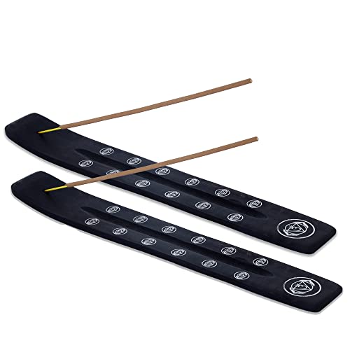 Bless-International Traditional-Handmade-Burner Wooden-Incense-Stick-Holder Ash-Catcher-Stand for-Aromatherapy-Meditation-Yoga (Black Strength) Pack of 2 von Bless International