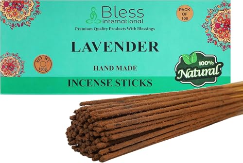 Bless-Lavender -Incense-Sticks Handmade-Hand-Dipped-Incense-Sticks Organic-Chemicals-Free for-Purification-Relaxation-Positivity-Yoga-Meditation The-Best-Woods-Scent (100 Sticks (150GM)) von Bless International