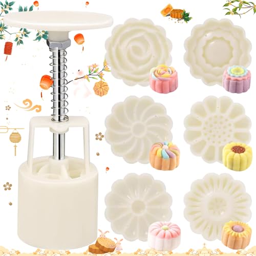 Mondkuchenpresse, Set mit Mondkuchenformen, Mondkuchen mit Blumen, für Mondkuchen, Kekse, Kürbiskuchen, weiche Süßigkeiten, Kekse, Blumenkuchen von Bless