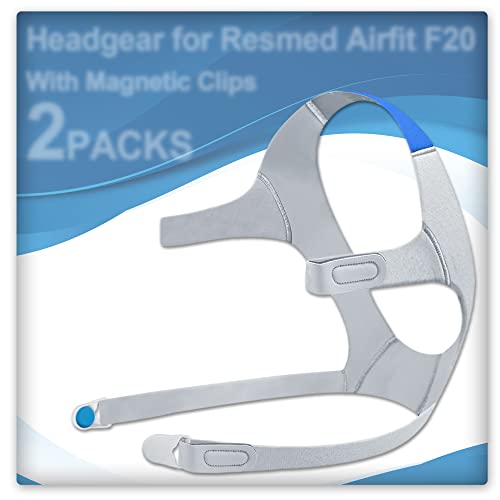 2er-Pack Kopfband kompatibel mit Airfit F20 mit 4 magnetischen Clips, Ersatz-Kopfband für F20, BlessEase CPAP-Zubehör, Größe Medium von BlessEase