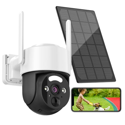 BlessFly Überwachungskamera Aussen Solar, 360° PTZ WLAN Kamera, 8000 mAh Akku, PIR Bewegungsmelder, Farbnachtsicht, 3W Solarpanel BlessFly Überwachungskamera Aussen Solar, 360° PTZ WLAN Kamera, 8000 mAh Akku, PIR Bewegungsmelder, Farbnachtsicht, 3W Solarpanel von BlessFly