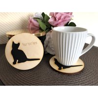 Set Aus 8 Personalisierten Katzen Untersetzern, Holzuntersetzer-Set, Benutzerdefiniertes Untersetzer-Set, Neues Zuhause Geschenk, Weihnachtsgeschenk von BlessedHolidays