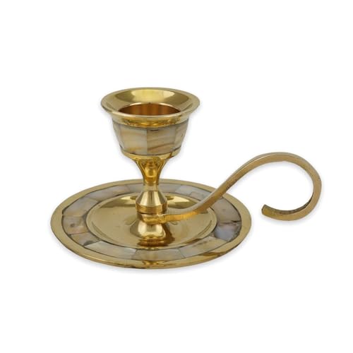 Chamberstick Kerzenhalter mit Perlmutt-Inlay – Heim Ikone Altar, Gebetsecke Chamberstick Kerzenhalter mit Perlmutt-Inlay – Heim Ikone Altar, Gebetsecke von BlessedMart