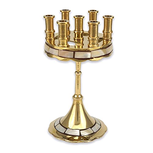 Orthodoxer Kerzenhalter - 7 Kerzen Messing Kandelaber mit Perlmutt-Inlay, Heim Ikone Altar, Gebetsecke, Höhe 15,0 cm Orthodoxer Kerzenhalter - 7 Kerzen Messing Kandelaber mit Perlmutt-Inlay, Heim Ikone Altar, Gebetsecke, Höhe 15,0 cm von BlessedMart