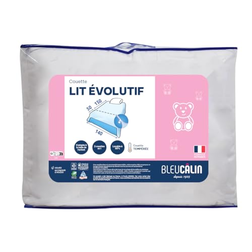 Bleu Câlin Couette 1 Personne Lit Évolutif Lavable à 95°, Blanc, 140x(150+50) cm, KBOBEVOL von Bleu Câlin