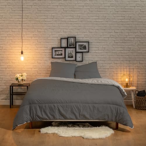 Bleu Câlin Zweifarbige Wendebettdecke für 2 Personen, Mikrofaser, Graphit/Schamott, 220x240 cm Bleu Câlin Zweifarbige Wendebettdecke für 2 Personen, Mikrofaser, Graphit/Schamott, 220x240 cm von Bleu Calin