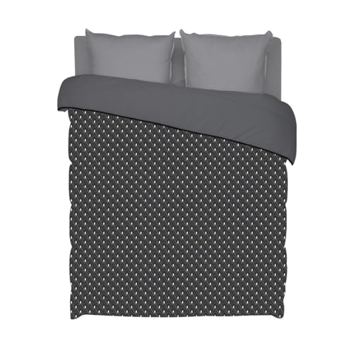 Bleu Câlin Hermance Bettbezug, Bedruckt, Polyester, Grau, 140 x 220 cm von Bleu Câlin