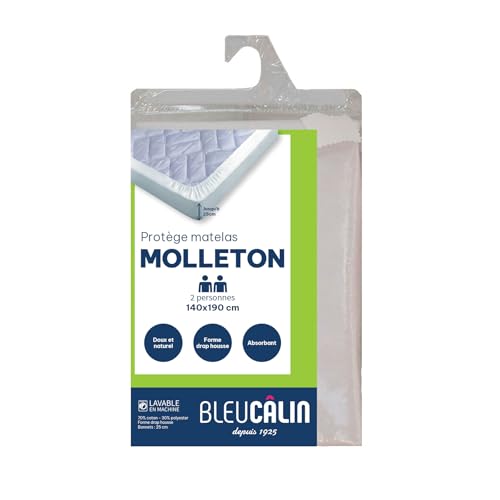 Bleu Câlin Matratzenschoner, Molton, 100% Baumwolle, Spannbetttuch-Form, 140 x 190 cm von Bleu Câlin