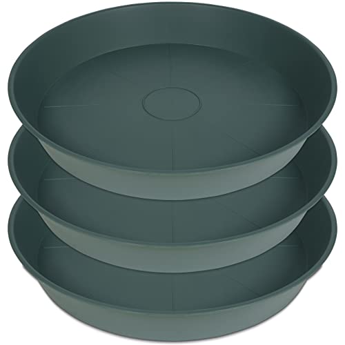 Bleuhome 3 Stück 66 cm Pflanzen-Untersetzer (57 cm Boden), 10,7 cm tief, große Tiefe Kunststoff-Blumentopf, Wasserschalen für drinnen und draußen, Badewanne, Pflanzentropfschalen für Topf (66 cm, von Bleuhome