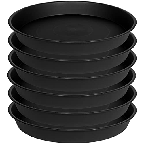 Bleuhome 6 Stück 30.5 cm große Pflanzenuntersetzer, robuster Kunststoff, 30.5 cm, rund, Blumenpflanzen-Untersetzer für Innenräume, Pflanzschalen für Übertopf 25.4 cm/27.9 cm/30.5 cm (schwarz) von Bleuhome