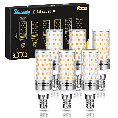 Blewandy E14 LED Warmweiss 12W, 1200Lm LED Glühbirne Ersatz 100W Halogenlampe, Warmweiß 3000K Maiskolben Lampe E14, Kein Flimmern Nicht Dimmbar Energiesparlampe, 6 Stück von Blewandy