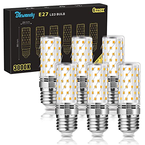 Blewandy E27 LED Warmweiss, 12W LED Lampen Ersatz 100W Halogenlampe, Warmweiß 3000K Nicht Dimmbar Kein Flackern Energiesparlampe, 6 Stück E27 Schraube Glühbirne von Blewandy