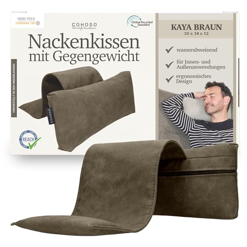 COHOSO® Nackenkissen für Gartenstühle mit Gegengewicht - Sesselkissen Kopfstütze für Sofa & Couch, Kissen für Liegestuhl, Kopfkissen für Liegestuhl, Nackenkissen für Bett, Nackenstütze für Sessel von BlezLiving dutch authentic